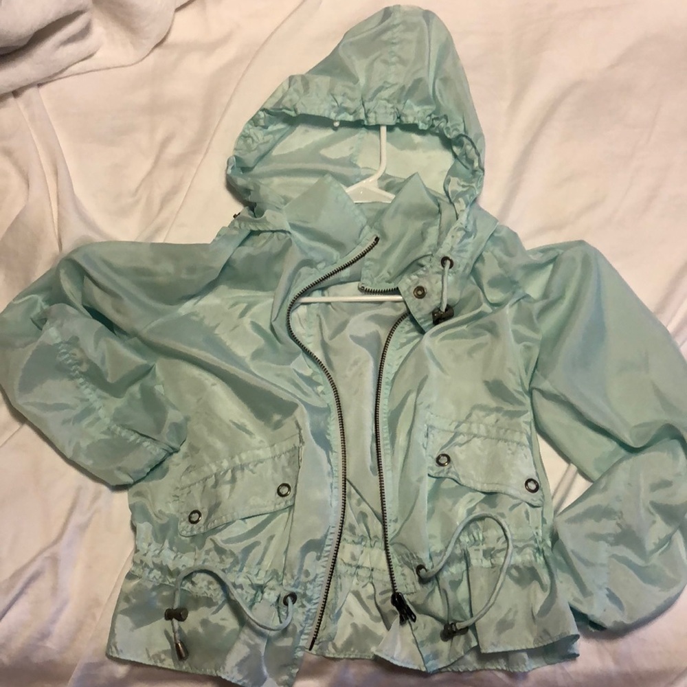 Free People sea foam rain jacket